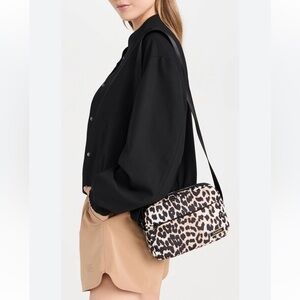 Ganni Womens Festival Animal-Print Recycled Polyester Bag